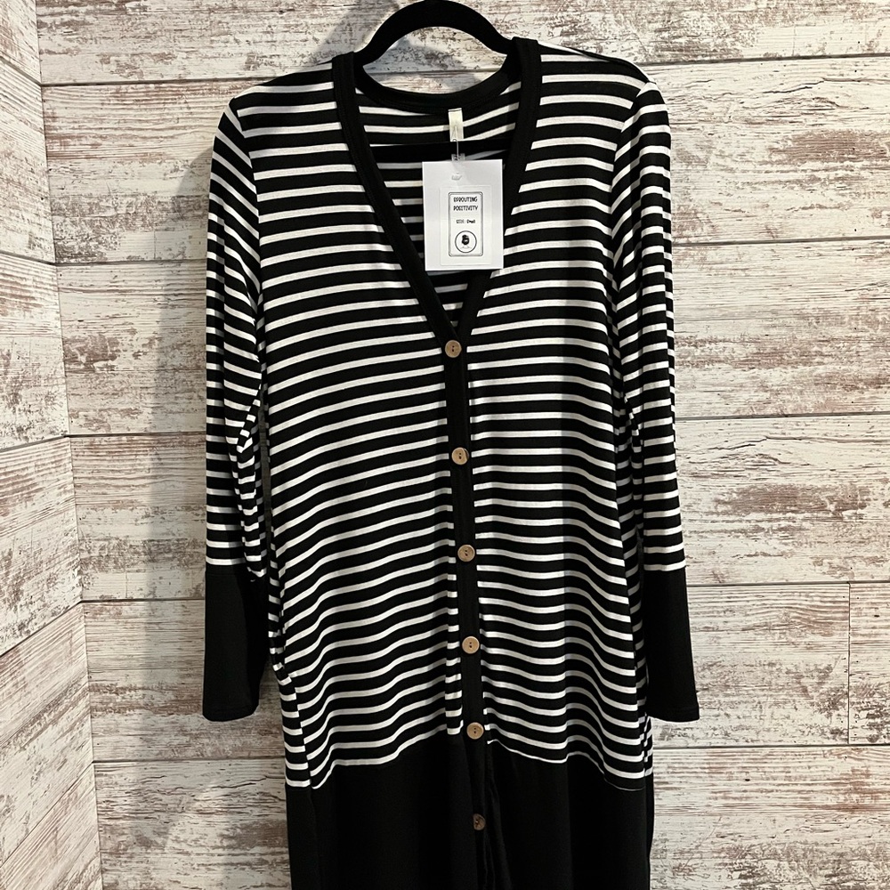 Celeste Monochrome Striped Cardigan MEDIUM